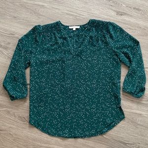 Stitch Fix Emerald Green Blouse with Dot Pattern